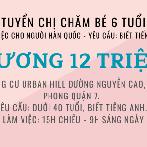 Tuyển Chị Bảo Mẫu Làm Từ 15H Chiều -9H Sáng Hôm Sau, Lương 12 Triệu, Ở